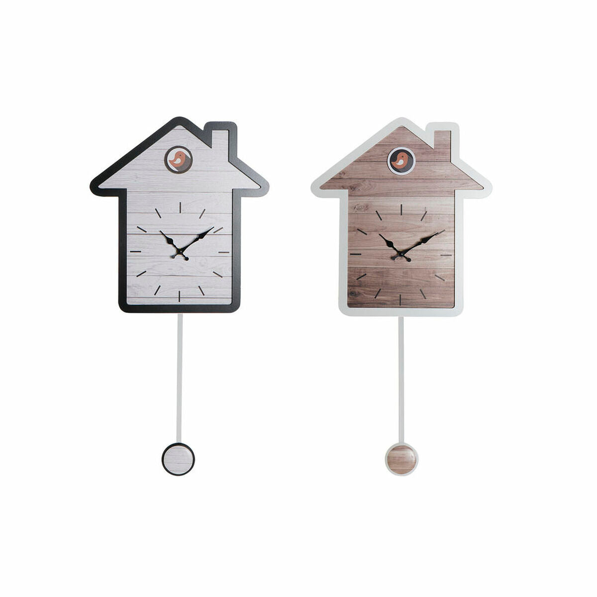 Orologio da Parete DKD Home Decor 32 x 5 x 56 cm Naturale Bianco Plastica Casa Legno MDF (2 Unità)