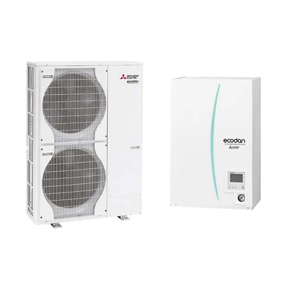 Mitsubishi LARGE SPLIT Sistema idronico composto da pompa di calore Inverter ECODAN 22 kW trifase con HYDROBOX LARGE reversibile