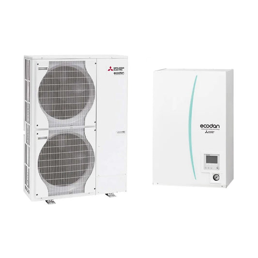 Mitsubishi LARGE SPLIT Sistema idronico composto da pompa di calore Inverter ECODAN 22 kW trifase con HYDROBOX LARGE reversibile