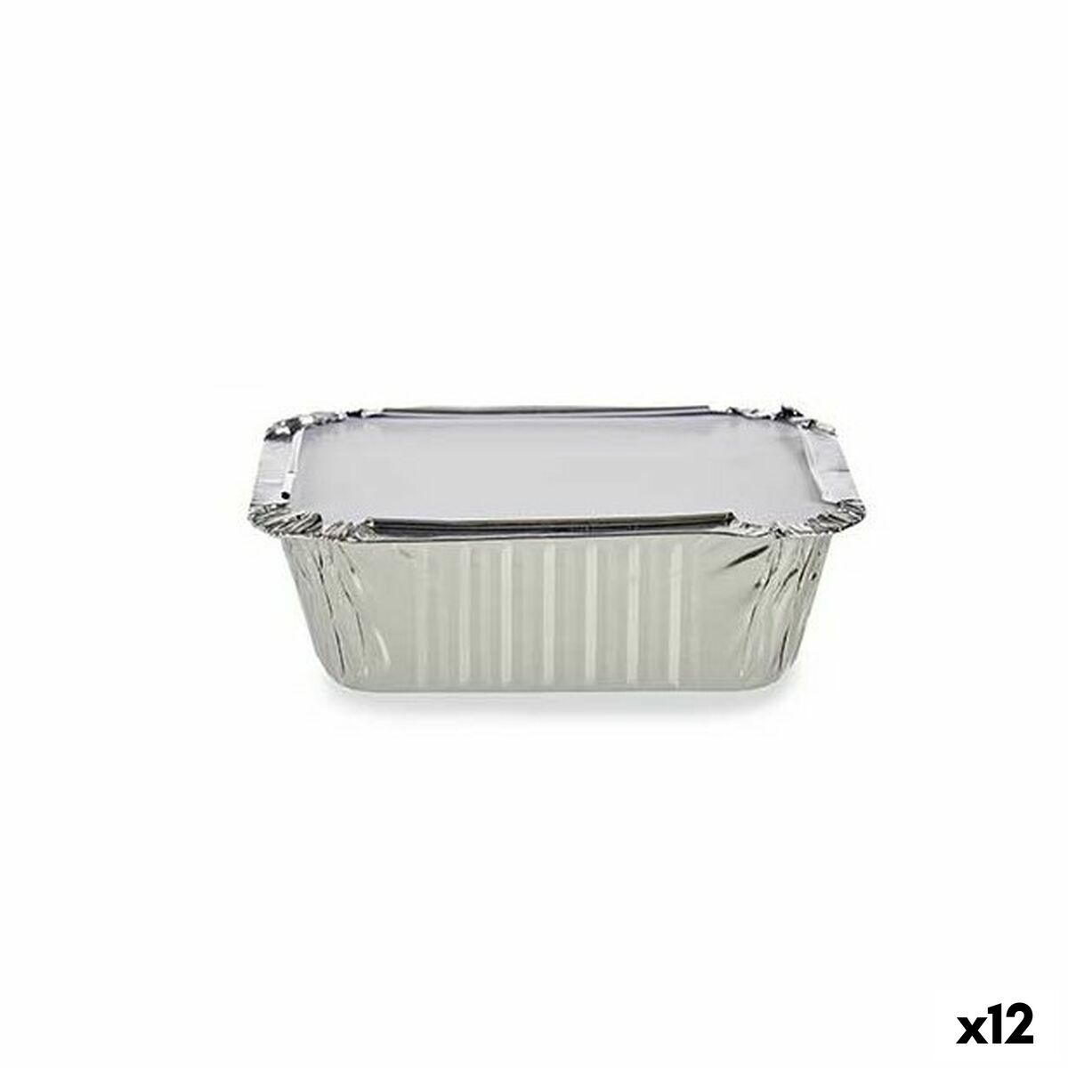 Set di Teglie da Cucina Monouso Con coperchio Alluminio 14,5 x 7,5 x 12,5 cm (12 Unità)