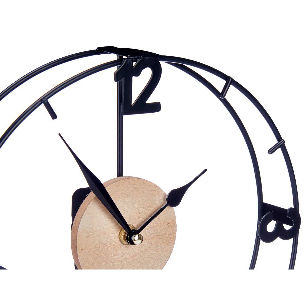 Orologio da Tavolo Nero Metallo Legno MDF 26 x 29 x 7 cm (6 Unità)