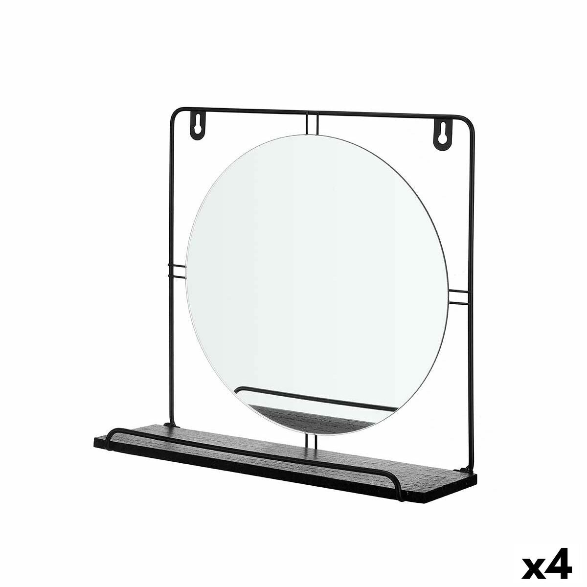 Specchio da parete Nero Metallo Legno MDF 33,7 x 30 x 10 cm (4 Unità)